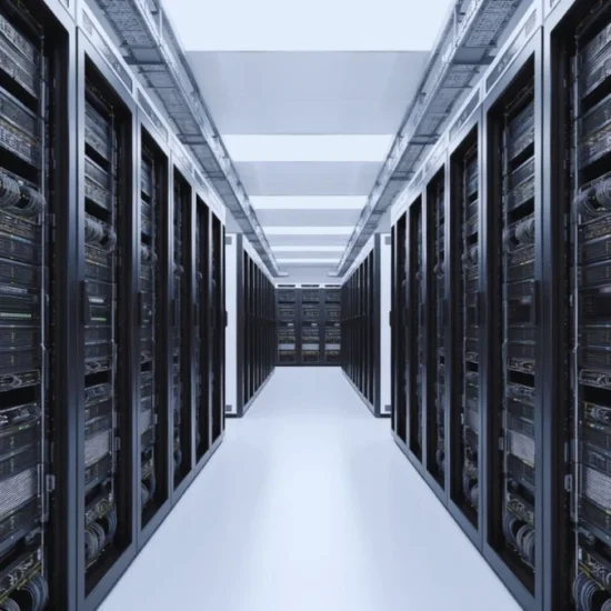 Fila di server in un moderno data center
